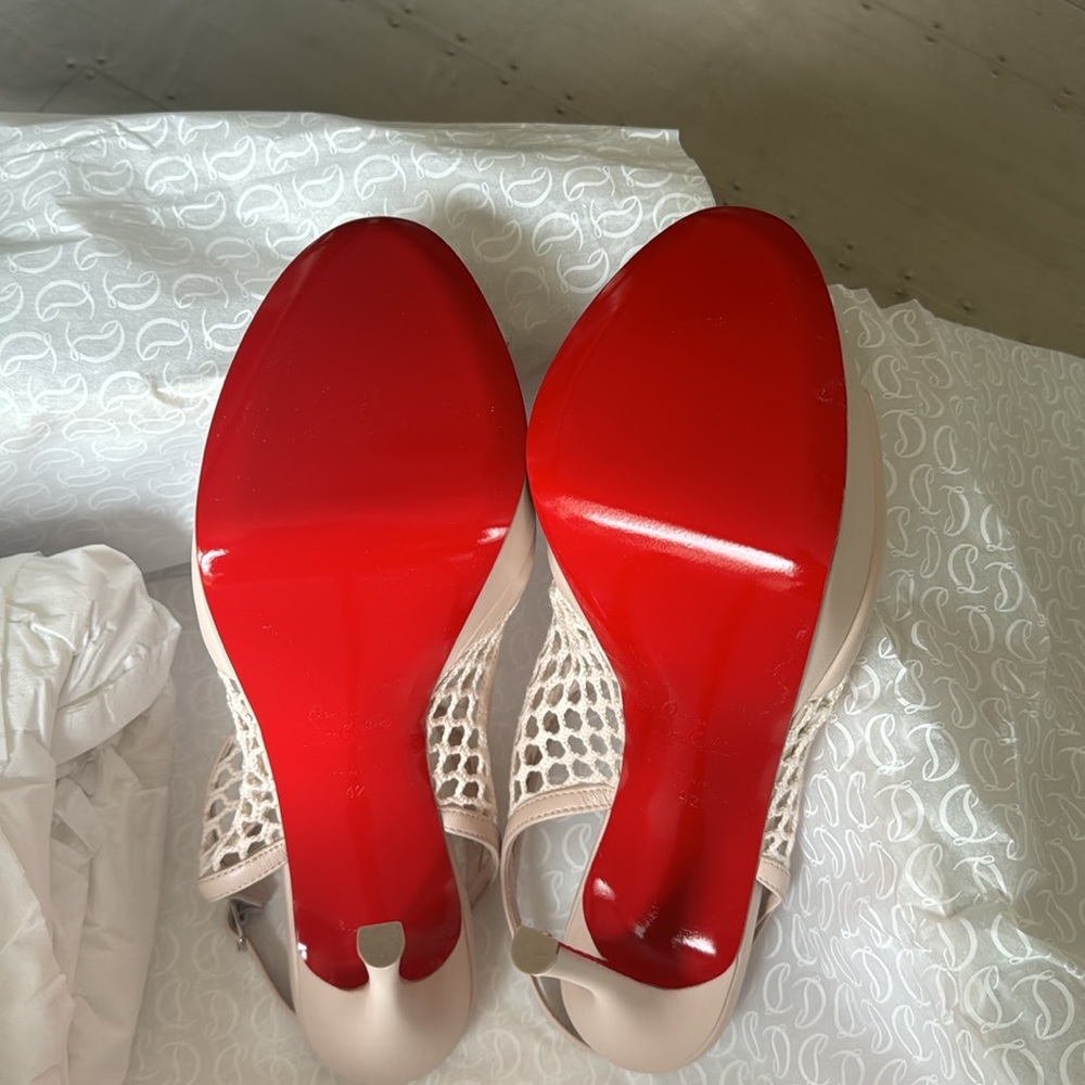 Christian Louboutin plougesta Alta leche light pink mesh leather stiletto sz 42 - Picture 8 of 12